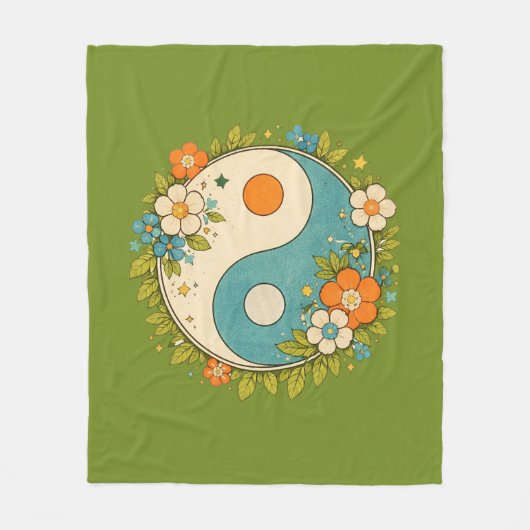 Vintage Yin Yang-symbool Fleece Deken (Voorkant)