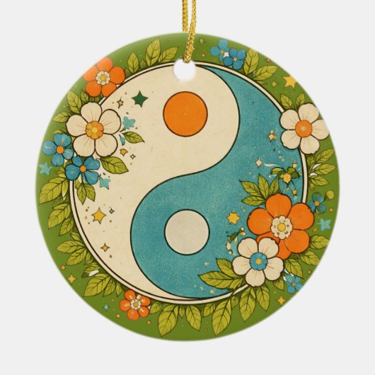 Vintage Yin Yang-symbool Keramisch Ornament (Voorkant)