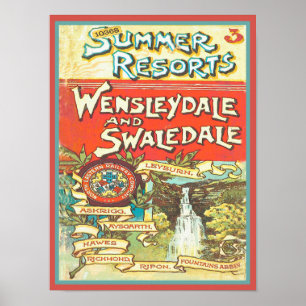 Vintage Yorkshire Railroad Travel Guide Hoesje Poster