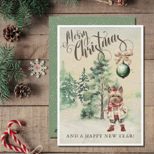 Vintage Yorkshire Terrier Hond Feestdagenkaart