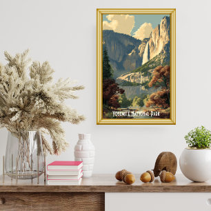 Vintage Yosemite National Park Rivier Retro Wandel Poster