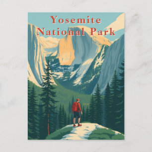 Vintage Yosemite National Park USA Wandelaar Briefkaart