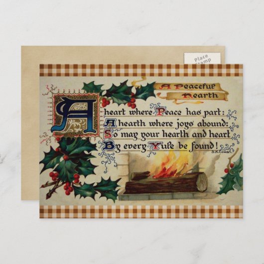 Vintage Yule Briefkaart (Voorkant / Achterkant)