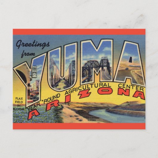 Vintage Yuma Arizona Briefkaart (Voorkant)