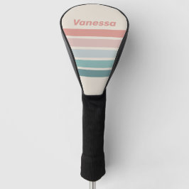 Vintage zachte zeeschelp over strepen met naam golfheadcover