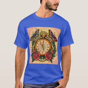 Vintage Zakhorloge en Vlinder Esthetische Grafiek T-shirt