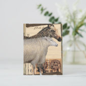 Vintage Zebra and Sheep Mixed Media Collage Briefkaart (Staand voorkant)