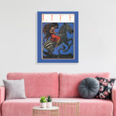 Vintage Zebra Art Nouveau Vrouw Life 1922 Canvas Afdruk (Insitu (Woonkamer))