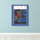 Vintage Zebra Art Nouveau Vrouw Life 1922 Canvas Afdruk (Insitu (Houten vloer))