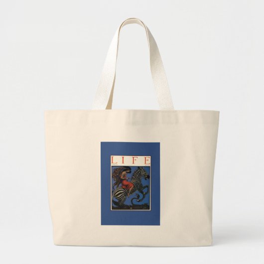 Vintage Zebra Art Nouveau Vrouw Life 1922 Grote Tote Bag (Voorkant)
