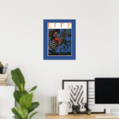 Vintage Zebra Art Nouveau Vrouw Life 1922 Poster (Thuiskantoor)