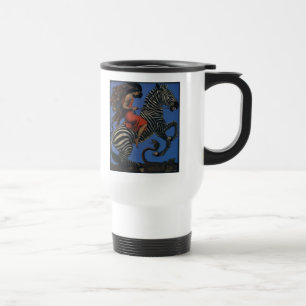Vintage Zebra Art Nouveau Vrouw Life 1922 Reisbeker