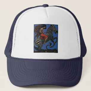 Vintage Zebra Art Nouveau Vrouw Life 1922 Trucker Pet