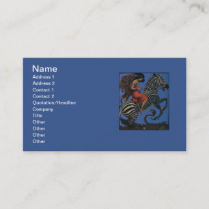 Vintage Zebra Art Nouveau Vrouw Visitekaartje