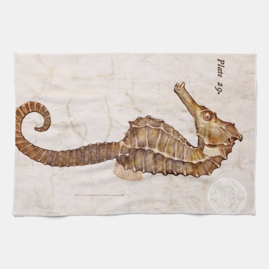 Vintage Zee Paardenscheppend zeepaardje Theedoek (Horizontaal)