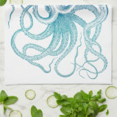 Vintage Zeeblauwe Octopus Theedoek (Gevouwen)