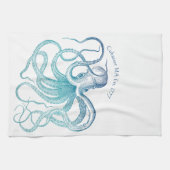 Vintage Zeeblauwe Octopus Theedoek (Horizontaal)