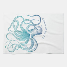 Vintage Zeeblauwe Octopus Theedoek