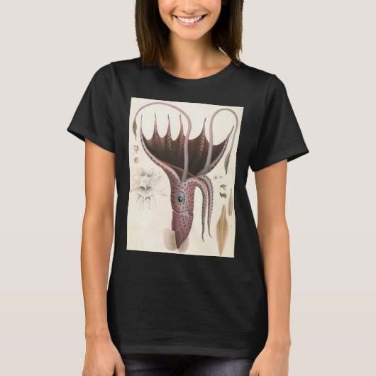 Vintage zeedieren, paraplu-pijlinktvis t-shirt (Voorkant)
