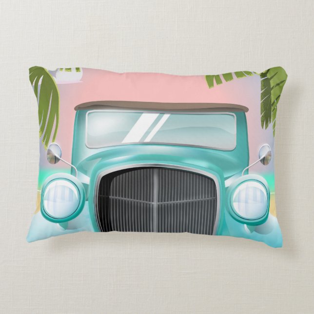 vintage zeegroene auto decoratief kussen (Achterkant)