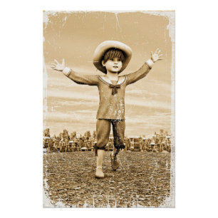 Vintage Zeemanjongen Nostalgische Sepia Kunst Perfect Poster