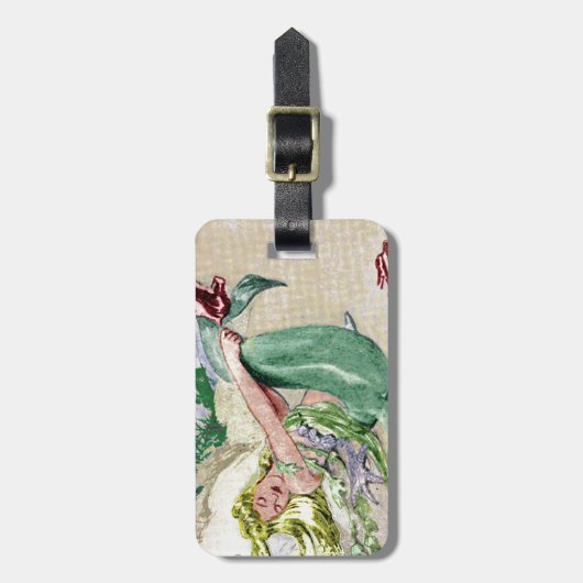 Vintage Zeemeermin Bagagelabel (Voorkant verticaal)