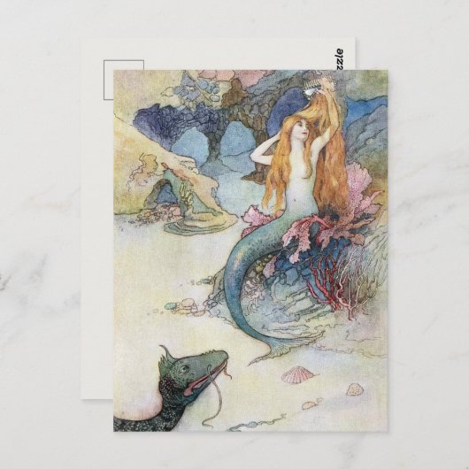 Vintage Zeemeermin Briefkaart (Voorkant / Achterkant)