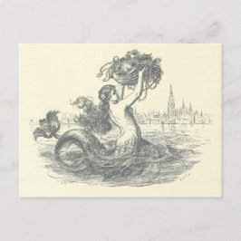 Vintage Zeemeermin Briefkaart