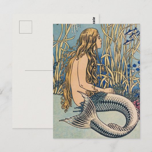 Vintage Zeemeermin Briefkaart (Voorkant / Achterkant)