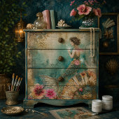 Vintage Zeemeermin Ephemera Decoupage in Groen, Go Tissuepapier