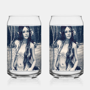 Vintage Zeemeermin Oude Foto Fantasie Kunst Blikvorm Glas