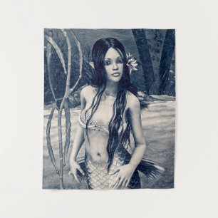 Vintage Zeemeermin Oude Foto Fantasy Kunst Wandkleed
