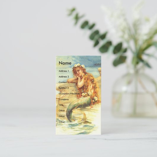 Vintage Zeemeermin Visitekaartje (Staand voorkant)