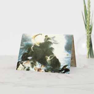 Vintage Zeemeermin Wenskaart Kaart