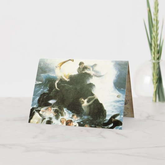 Vintage Zeemeermin Wenskaart Kaart (Voorkant)