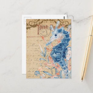 Vintage zeepaard Collage Briefkaart