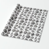 Vintage Zeeschelp Oceaan Natuur Schets Patroon Cadeaupapier (Uitgerold)
