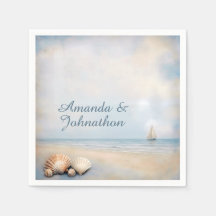 Vintage Zeeschelp Strandtafereel Blauw Beige