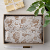 Vintage Zeeschelp Toile Kustpatroon (2) Tissuepapier (Geschenk)