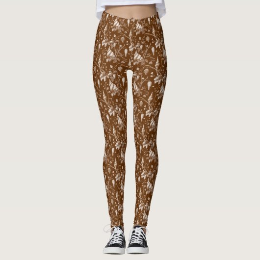 Vintage Zeeschelp Toile Kustpatroon Leggings (Voorkant)