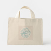 Vintage zeeschelpen op golfpatroon mini tote bag (Achterkant)