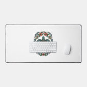 Vintage Zeeschildpad Bloemrijke Vector Design_1 Bureaumat (Keyboard & Muis)
