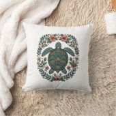 Vintage Zeeschildpad Bloemrijke Vector Design_1 Kussen (Deken)