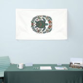 Vintage Zeeschildpad Bloemrijke Vector Design_1 Spandoek (Beurs)