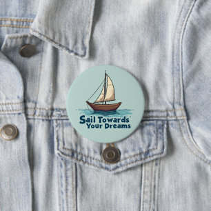 Vintage Zeilboot Nautical Inspirerende Quote Ronde Button 7,6 Cm