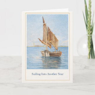 Vintage Zeilboot Verjaardagskaart • Kust Nautilus Kaart