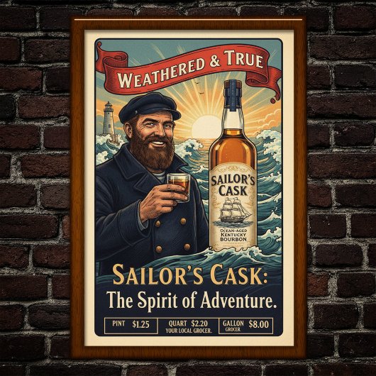 Vintage Zeilersvat Bourbon-reclameposter Poster