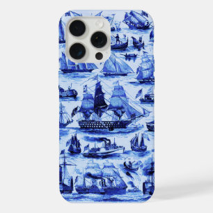 VINTAGE ZEILSCHEpen EN SCHEPEN,Marineblauw iPhone 15 Pro Max Hoesje