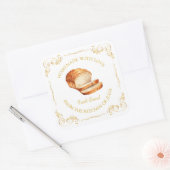 Vintage Zelfgemaakt Vers Brood Vierkant Label (Envelop)