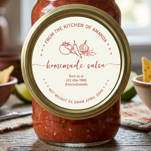 Vintage Zelfgemaakte Salsa Label